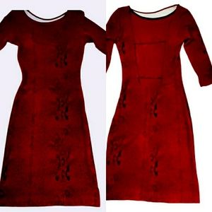 Black Market Open Straped Back Bodycon Dress Red/Black Snakeskin Print Small